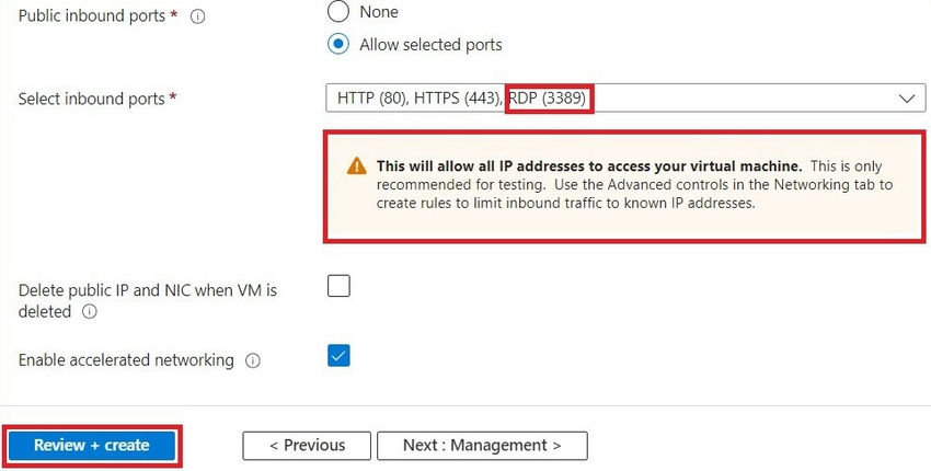 Public inbound ports-